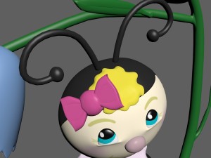 cartoon honeybee and tulip Modelo 3D