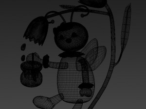 cartoon honeybee and tulip Modelo 3D