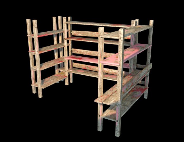 wooden old shelf Modello 3D .c4d .max .obj .3ds .fbx .stl .blend 