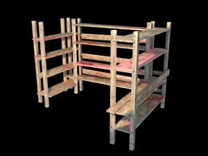 wooden old shelf 3D मॉडल