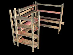 wooden old shelf 3D Model