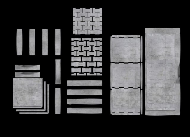 set of pavement modular sett 3D मॉडल .c4d .max .obj .3ds .fbx .stl .blend 