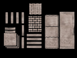 set of pavement modular sett 3D मॉडल