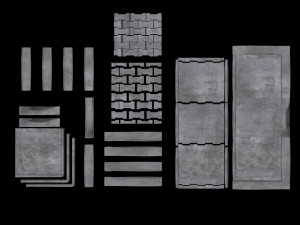 set of pavement modular sett 3D मॉडल