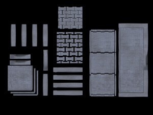 set of pavement modular sett 3D मॉडल
