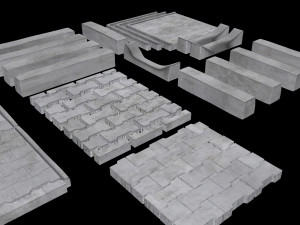 set of pavement modular sett 3D मॉडल