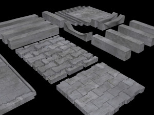 set of pavement modular sett 3D मॉडल