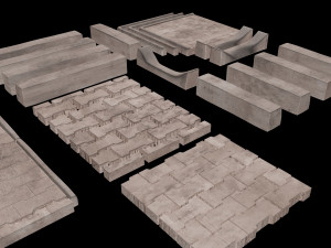 set of pavement modular sett 3D मॉडल