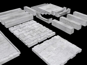 set of pavement modular sett 3D मॉडल