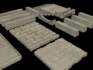 set of pavement modular sett 3D मॉडल