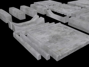 set of pavement modular sett 3D मॉडल