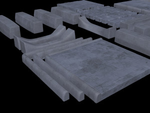 set of pavement modular sett 3D मॉडल