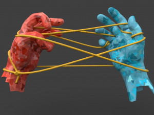 hands tied up with a rope 3D Model