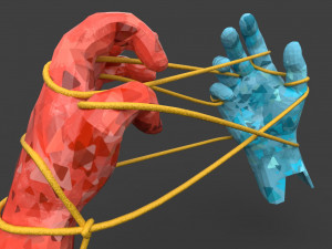 hands tied up with a rope Model 3D