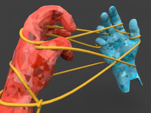 hands tied up with a rope 3D Model