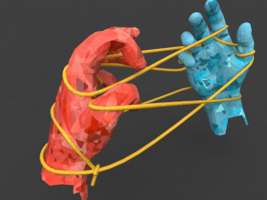 hands tied up with a rope Model 3D