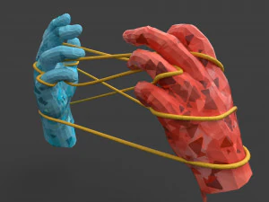hands tied up with a rope 3D Model