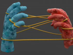 hands tied up with a rope 3D Model