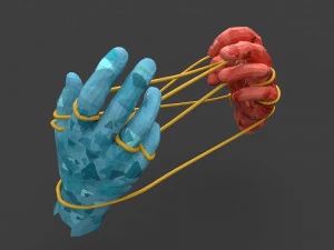 hands tied up with a rope 3D Model