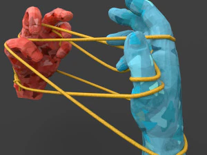 hands tied up with a rope 3D Model