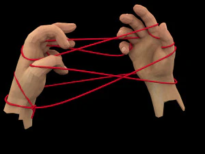 hands tied up with a rope 3D Model