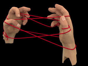 hands tied up with a rope Model 3D