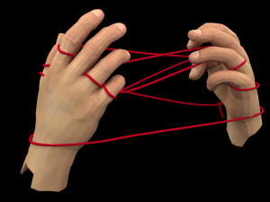 hands tied up with a rope Model 3D