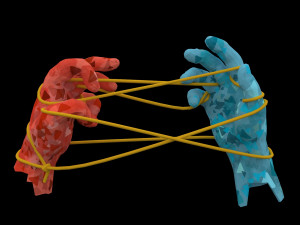 hands tied up with a rope Model 3D