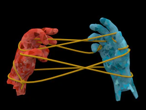 hands tied up with a rope 3D Model