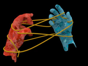 hands tied up with a rope 3D Model