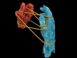 hands tied up with a rope Model 3D