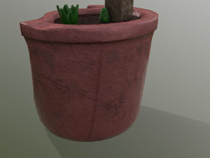 sculpted pot with plants Model 3D