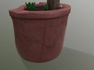 sculpted pot with plants 3D Model