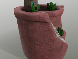sculpted pot with plants Model 3D