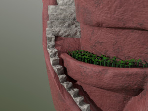 sculpted pot with plants Model 3D