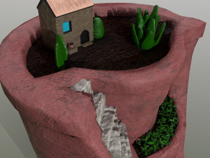 sculpted pot with plants Model 3D