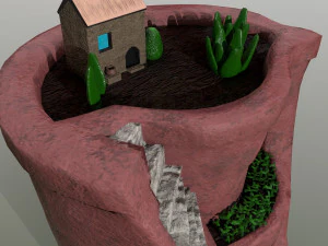 sculpted pot with plants 3D Model