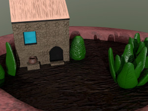 sculpted pot with plants Model 3D