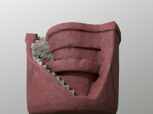 sculpted pot with plants Model 3D