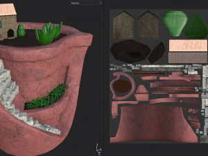 sculpted pot with plants 3D Model