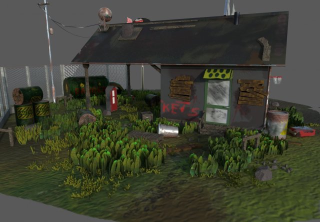 abandoned petrol station 3D Model .c4d .max .obj .3ds .fbx .stl .blend 