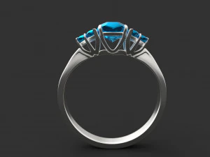 silver ring with aquamarine 3D Model