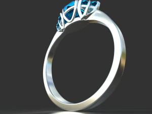 silver ring with aquamarine 3D Model