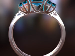 silver ring with aquamarine 3D 模型