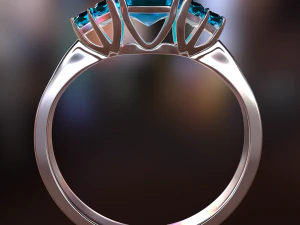 silver ring with aquamarine 3D Model
