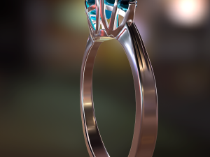 silver ring with aquamarine 3D 模型
