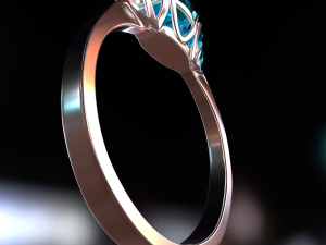 silver ring with aquamarine 3D 模型