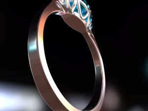 silver ring with aquamarine 3D Model