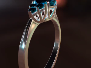 silver ring with aquamarine 3D Model