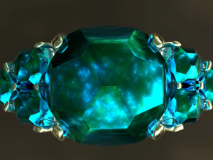 silver ring with aquamarine 3D Model